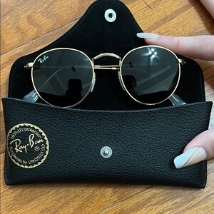 Ray-Ban Black Lens Gold Frame Sunglasses